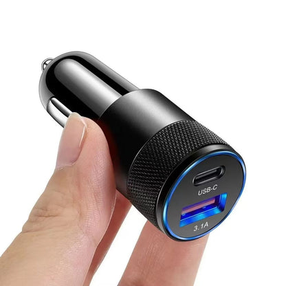 3.1A USB+PD Car Charger Type C Fast Charging Car Phone Adapter For iPhone Xiaomi Huawei Car Cigarette Lighter Quick Charge