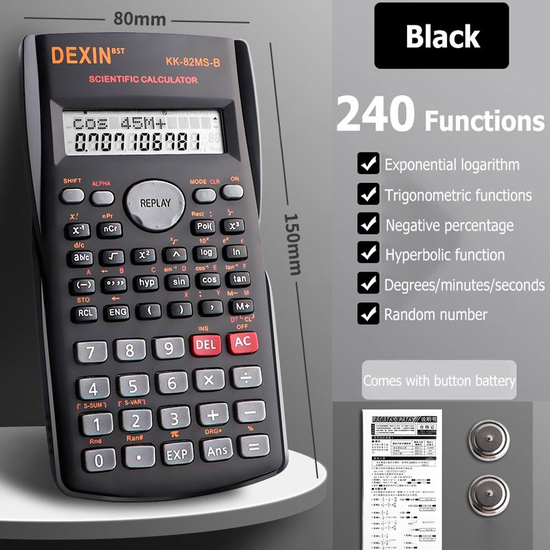 Scientific Calculator with 240 Functions and 2-Line Screen Multi-purpose Portable Student Calculator for Math Teaching ,Display Digital LCD Scientific Calculator