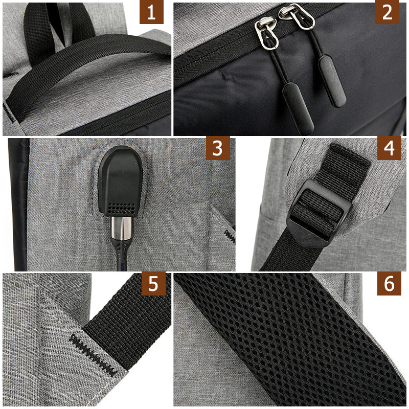 15.6" Laptop Bag Men Backpack With USB Charging Jack Large Capacity Backpack