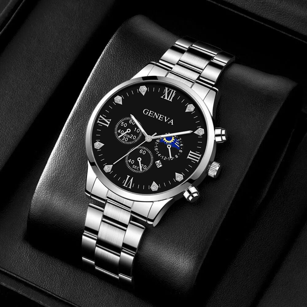 Quartz Watches This Year's Popular Personality Fashion New Steel Strap Watch Men's Simple Leisure Rudder Set Bracelet Quartz Watch