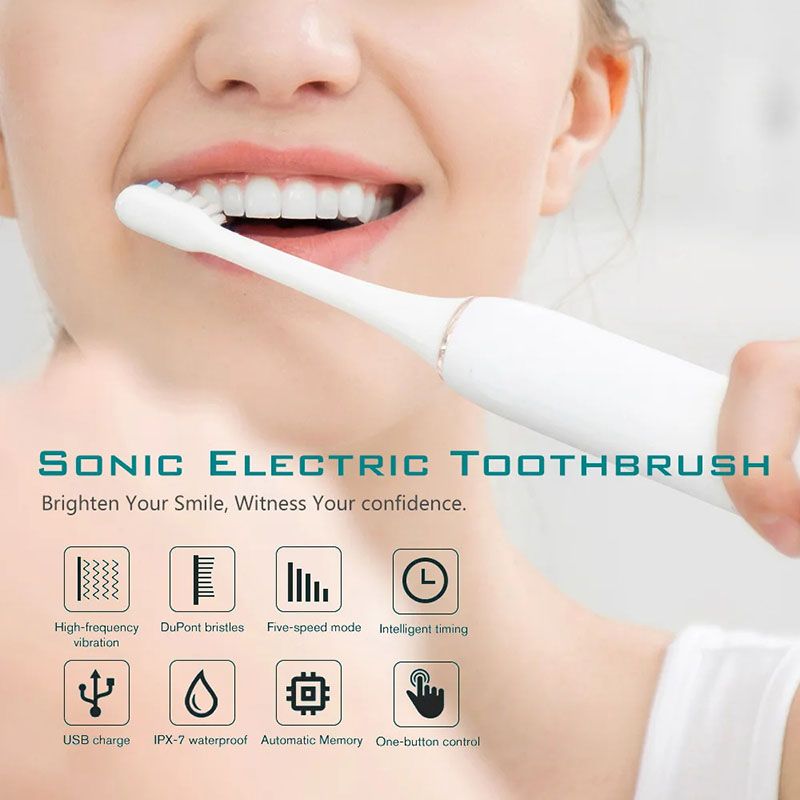 Electric Toothbrush With 4 Brush Heads Smart Timing Tooth Brush USB Rechargeable Teeth Clean Whitening Sonic Toothbrush With Replacement Head
