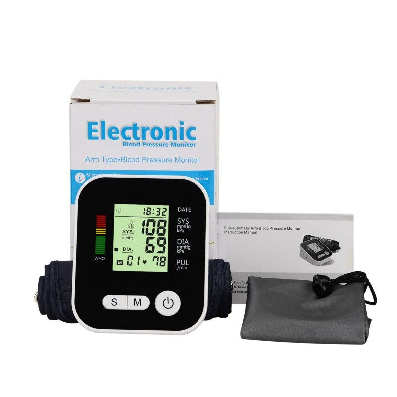 Blood Pressure Monitor Portable Upper Arm LCD Digital Portable Automatic Tonometer