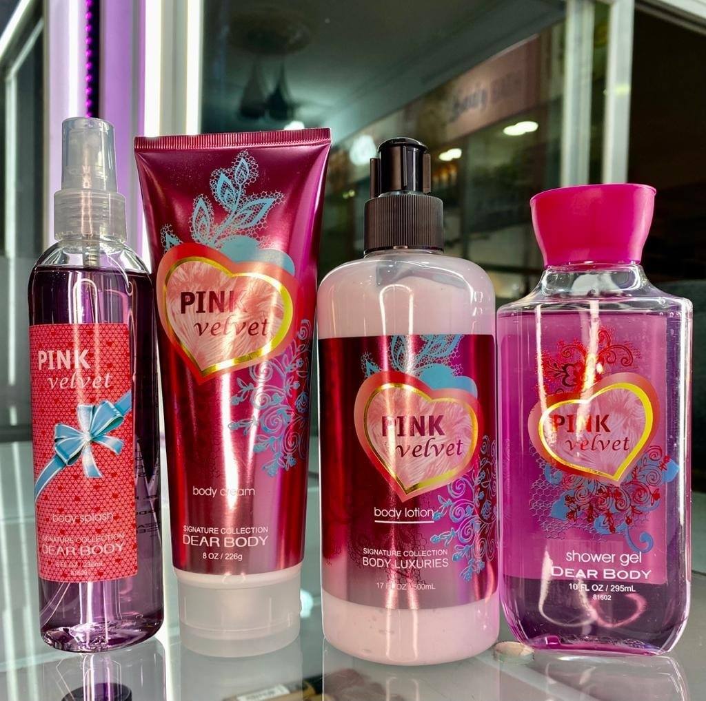 4 Pack Dear Body Pink Velvet - Body Lotion, Shower Gel ,Body Splash & Cream Sweet Fresh Scent Keep Fresh Body Lotion Shower Gel Body Washes Body Washes 4 Pack Signature Collection Body Luxuries