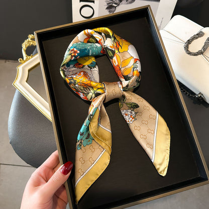 Silk Head Scarf Women Luxury Fashion Hair Scarve Summer Foulard Femme Satin Shawl Kerchief 90cm Square Headscarf Bandana Cheveux