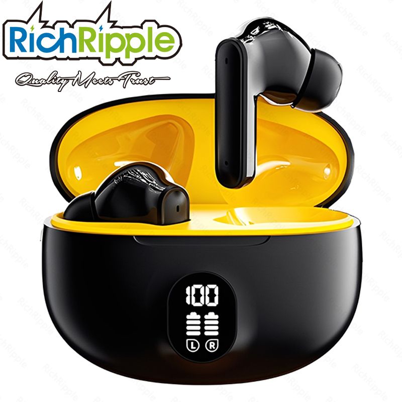 RichRipple New GT11 TWS Wireless Earphone Sports Earphods Digital LED Display Stereo Earphones with Mic 5.3 Bluetooth Type-C