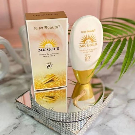 24k Gold perfect UV Sunscreen skincare milk SPF 90+ PA++ Sun Protection Cream - Kiss Beauty