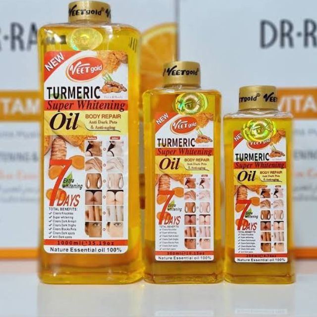 VEET GOLD TURMERIC OIL Super Whitening Body Repair Anti Dark Spots Anti-aging Brightening Face Body Oil 200 300 1000 ml