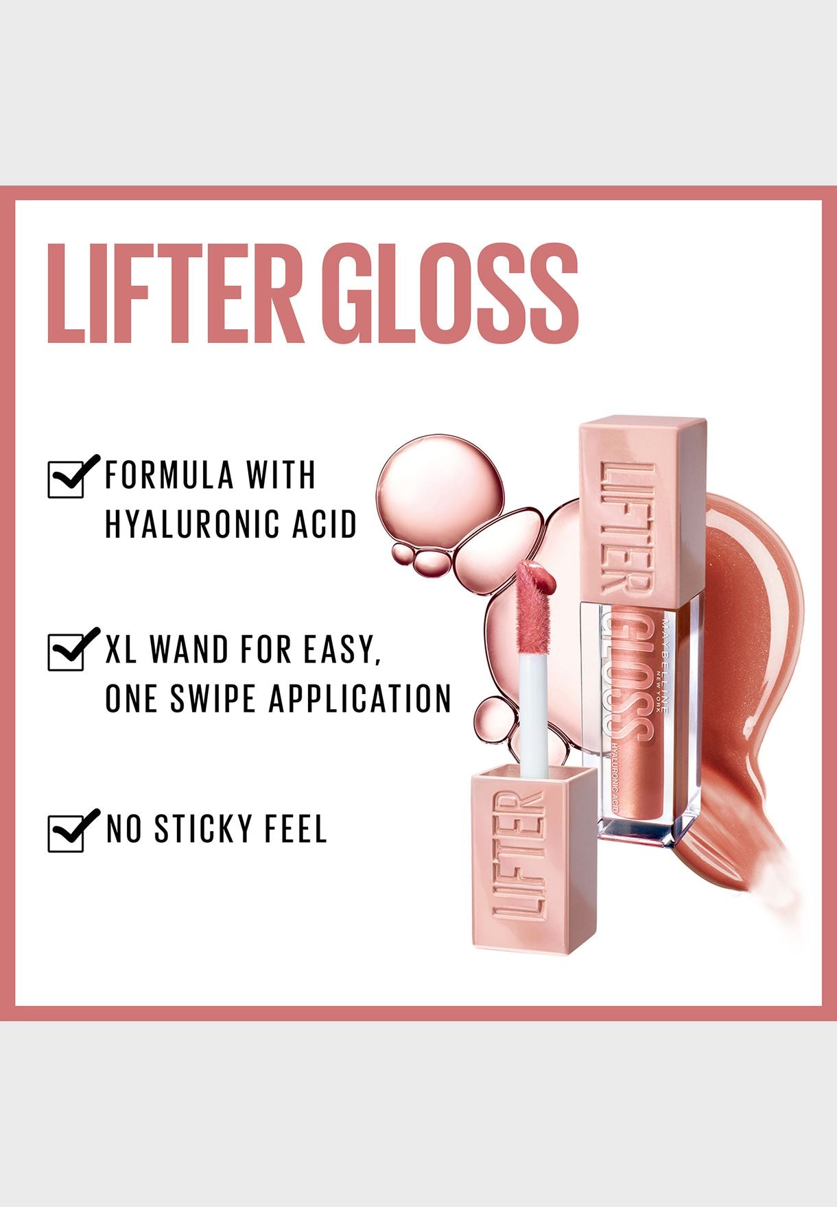 【Discounted】MAYBELLINE LIFTER GLOSS NU 005 PETAL LIPGLOSS- This lip gloss formula visibly smooths lip surface and enhances lip contour