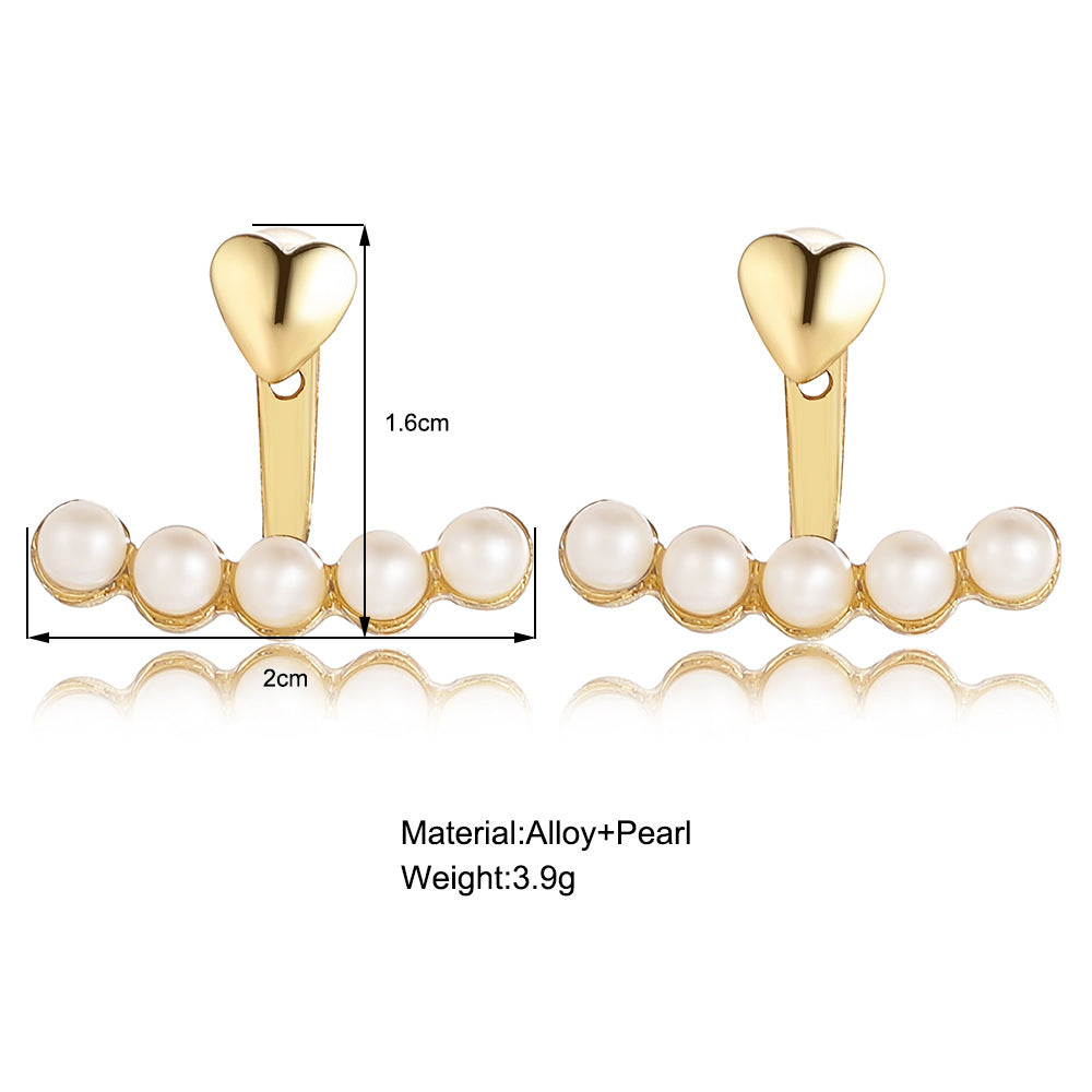 Fashion Beads Pearl Heart Stud Earring For Women Elegant Fresh and Sweet Statement Earring Girl