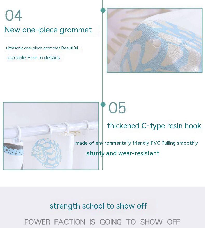 Waterproof Shower Curtain - Soft Texture, Easy to Clean, Eco-Friendly Material - Ideal for Bathroom, Shower Stall - with Hook Hole Design