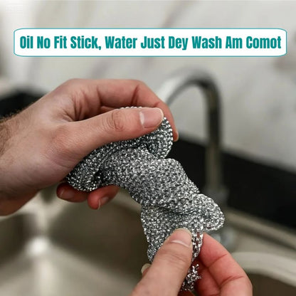 （1pc Handle+3pcs Steel Wool）Handle Cleaning Scouring Pad Soft Stainless Steel Wool Detachable Handle Rust-Resistant Durable Pots Pans Utensils Kitchen Clean Household Essential