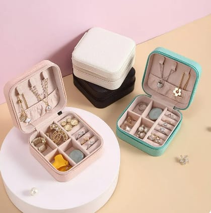 Mini Jewelry Storage Box Portable Home Travel Earrings Necklace Storage Case for Women Ring Organizer PU Leather Display Case