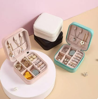 Mini Jewelry Storage Box Portable Home Travel Earrings Necklace Storage Case for Women Ring Organizer PU Leather Display Case