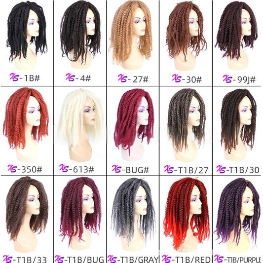 Synthetic Fiber Kinky Afro Braids for African Women | Explosive Volume Protective Twist with Caterpillar Texture (Black, 18 Inch, Quick Install, Heat Resistant)