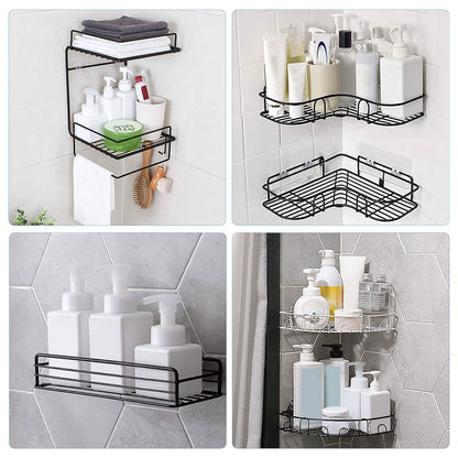 16pcs Shower Caddy Adhesive Hooks, Waterproof Adhesive Hooks Mount Replacement, No Drilling Sticky Hanging Hook(8pcs 7x7cm+4pcs 8x8cm+4pcs 14x6cm)