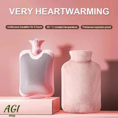 New Arrivals Hot Water Bag With Cloth Cover, 1000ml Water-Filled Hot Water Bottle, Hand and Foot Warmer for Girls,Cute Plush Cloth Cover As Gift Women Lady Student