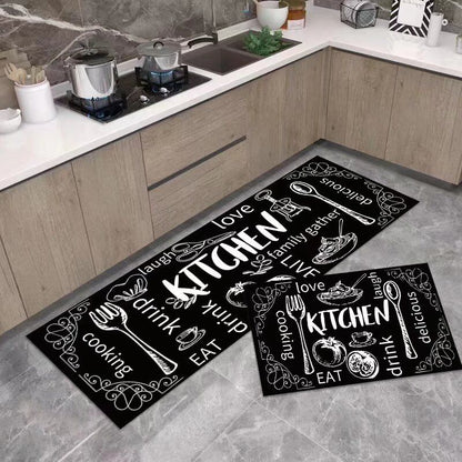 2PCS Set Kitchen Rug Set Non Slip Kitchen Mat Rubber Bedroom Living Room Long Bedside Area Rug Doormat Runner Rug Set Floor Carpet Household Carpet Home Decor