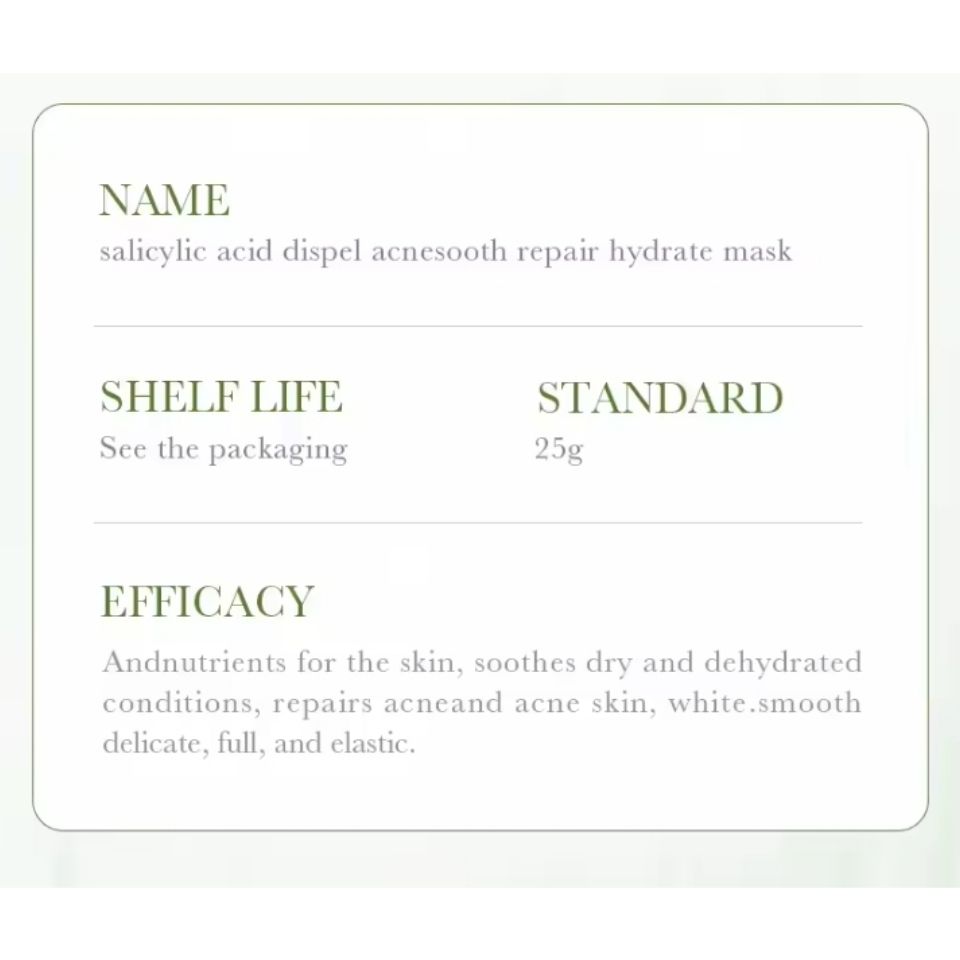 2 PIECES Sadoer Salicylic Acid Sheet Mask Pack Anti Acne Soothing Repair Hydrating Facial Mask Wholesale Price SADOER Acne Removing Control Soothing Repairing Moisturizing Face Mask