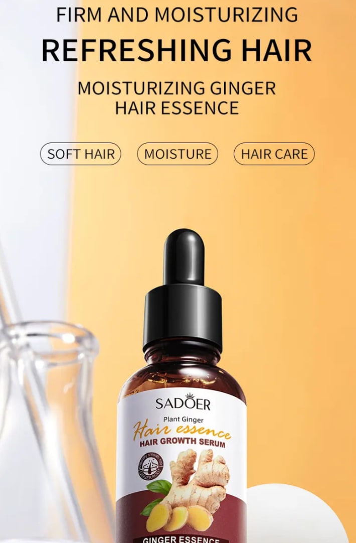 Sadoer Ginger Hair Growth oil Serum Ginger Essence Hair Care Serum Hair Growth Based Product, Effective in Hair Growth,Moisturizing Softening Forked Hair, with Scalp care