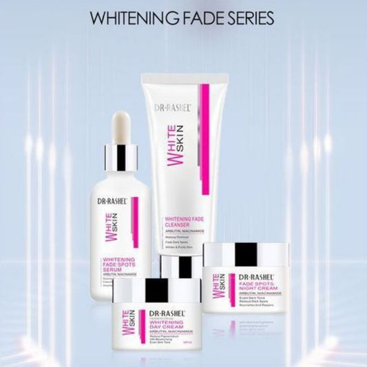 Dr. Rashel White Skin Fade Series - Facial Cleanser, Face Serum, Day Cream & Night Cream with Arbutin, Niacinamide Whitening Dark Spots