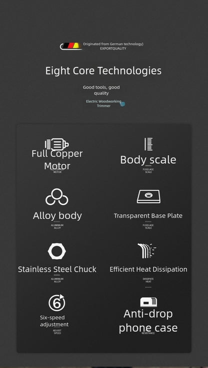 6 Speed A set of Electric woodworking , 800W Handheld Electric edger,Electric router,manual wood trimmer with 15 1/4 "drill bit sets, edge and roller guide rails,Electric router