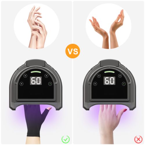 UV Gloves for Nails, Professional UPF50+ Fingerless Gloves for Gel Manicures, Black