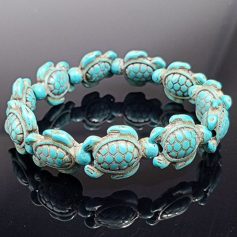 1 Hot Selling Natural Turquoise Cute Turtle Bracelet Pink Black Turquoise Turtle Couple Bracelet for Men and Women Valentine's Day Gift Wedding Anniversary Gift