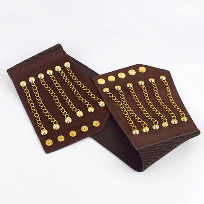 1pc Women Fashion Slim Corset Cummer bunds Elastic Belts Wild Rivet Waistband Female Coat Fur hige Waist Belt Accessory