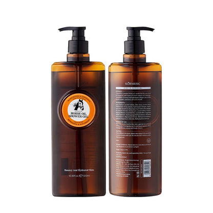 500ml KORMESIC Horse Oil Enriched Bath Gel with Hydrolyzed Collagen, Hyaluronic Acid & Shea Butter - Intense Moisturizing, Restores Elasticity, Repairs Roughness