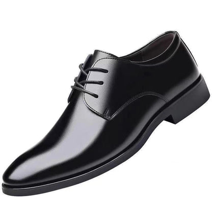 ASSKLO business formal leather shoes Official Shoes for men fashionable and elegant Rubber outsole with raised pointed toe for men lace up leather shoes for weddings groom's Plain Lace up Derby