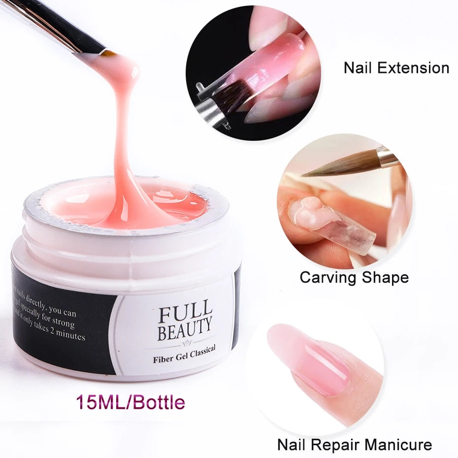 15ml Nail Extension Gel Soak Off UV Gel Acrylic White Clear Gel for Nail Prolong for Home Nail Art Shop Manicure Tool