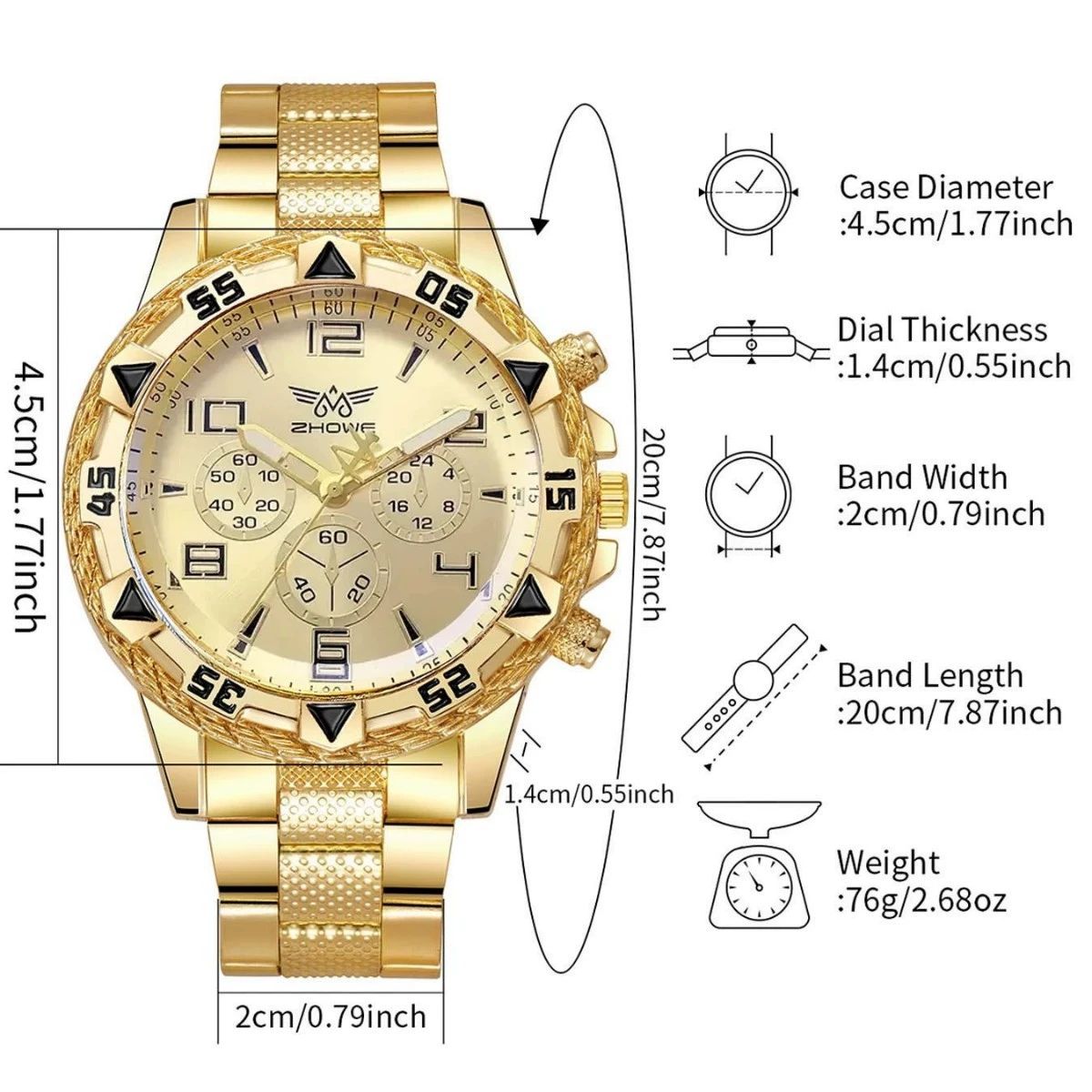 2Pcs/Set Fashion Watch Necklace Set Men Watches Men's Watches Quartz Business Watches Male Wrist Watch Men Necklace Jewelry