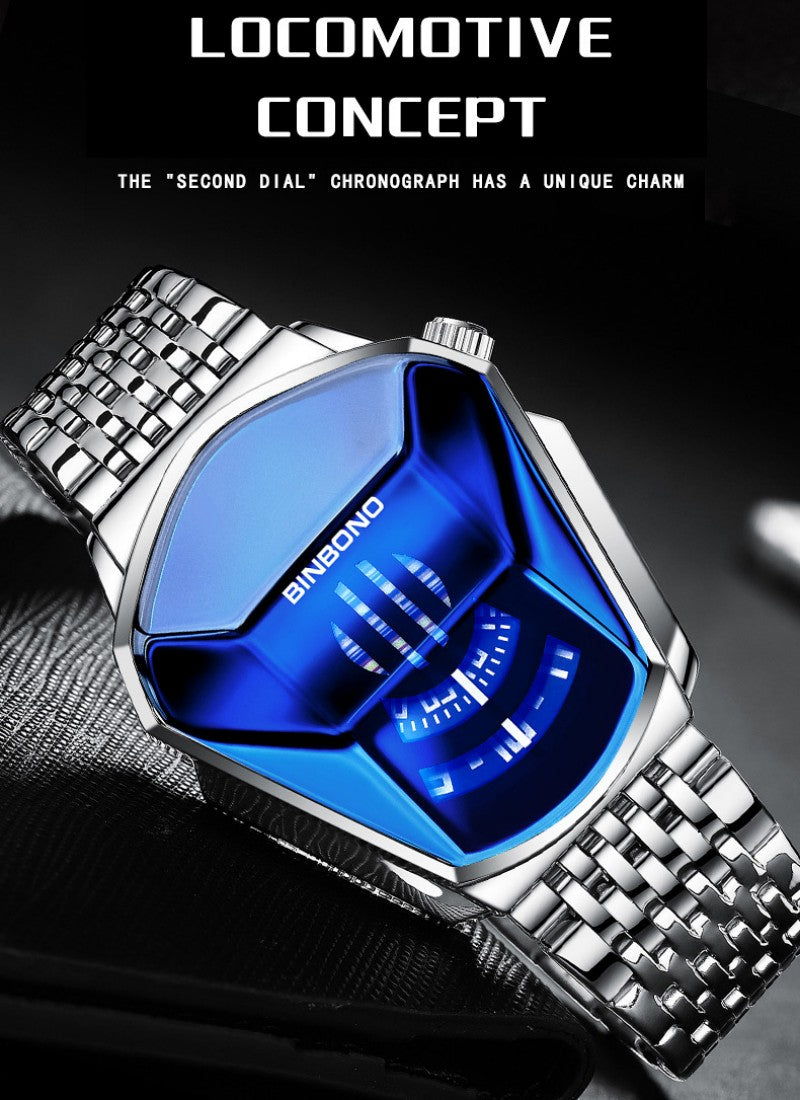 BINBOND Men Watches Top Brand Men's Watches Fashion Personality Large Dial Quartz Business Watches Style Locomotive Concept Watch Aggressive Technology Male Wrist Watch