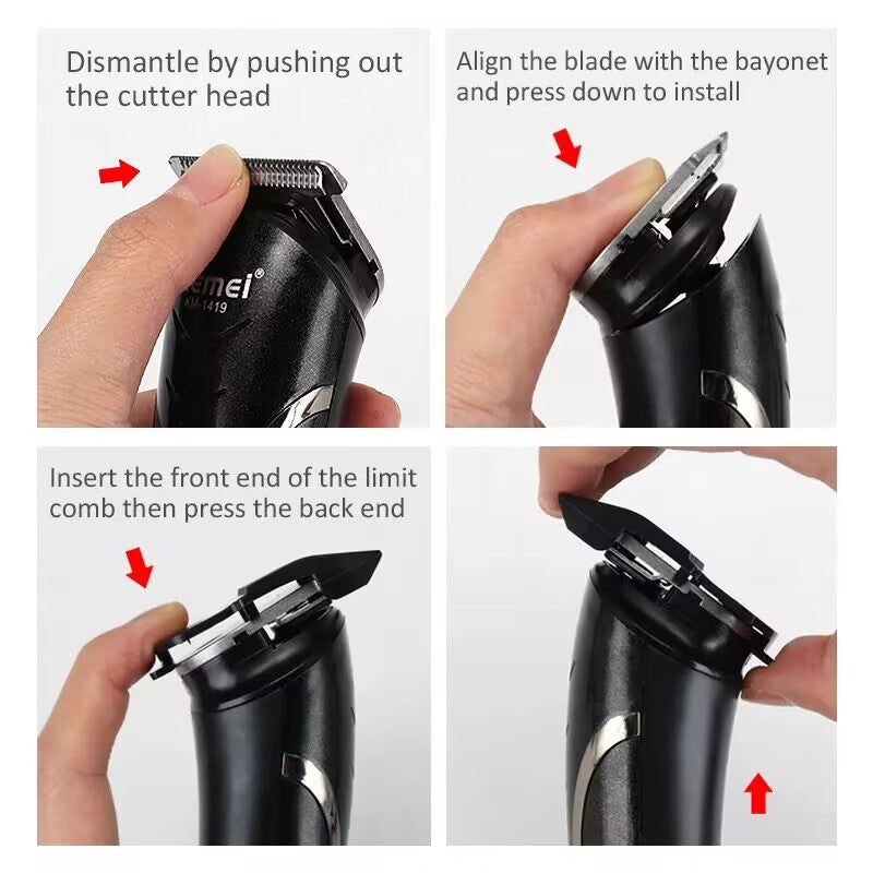 KEMEI Rechargeable Hair Clipper Hair Cutting Men Waterproof Electric Shaver Hair Trimmer Tools Shaving Machine