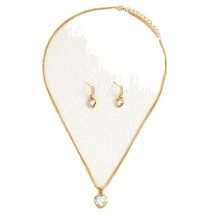 3 Pieces / Set Golden Zircon Earring Necklace Set High-End luxury Jewellery Set