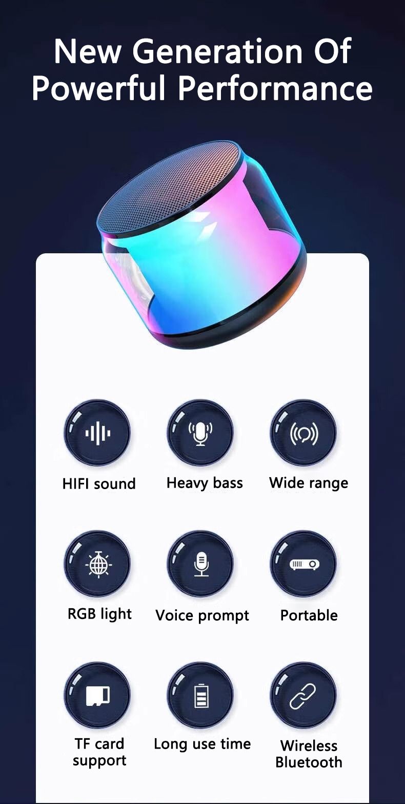 RichRipple Portable Bluetooth Speaker Colorful Lights 360°Surround Stereo Sound, Hands-Free Wireless superbass Speakers for live show party show