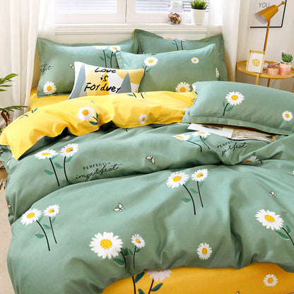 4PCS Bedding Set Daisy print 1PC Duvet Cover+1 PC Bed Sheet+2PCS Pillow Covers Aloe cotton (without duvet) Bedding sets & accessories