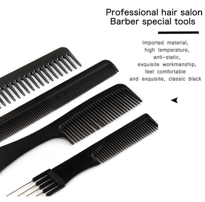 New 10Pcs Black Professional Combs Hairdressing New Tail Comb Carbon Anti Static Comb Hair Cutting Comb Free Storage Bag