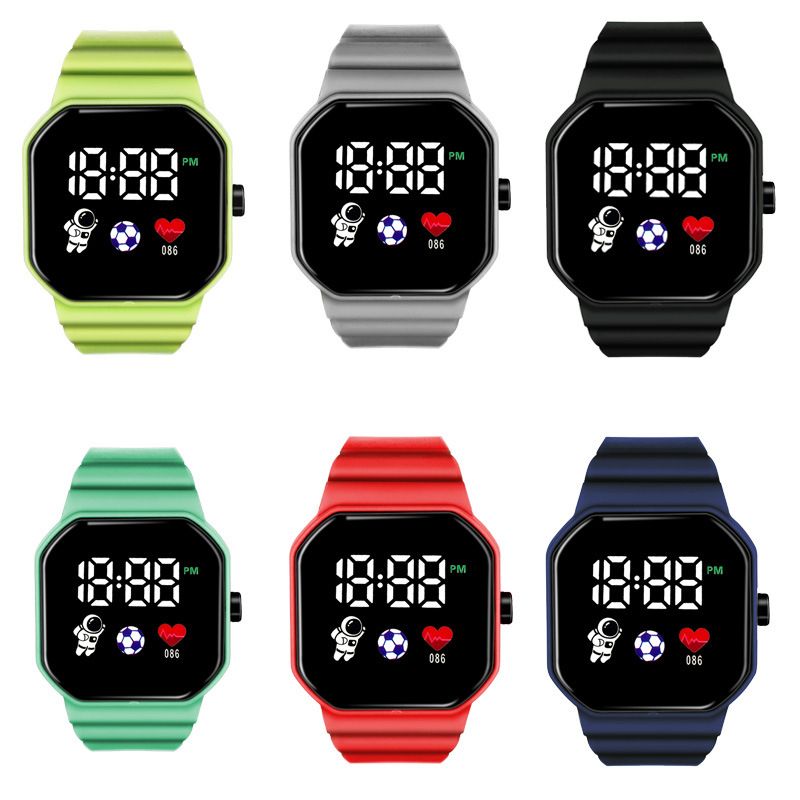 Digital Watches Men and Women Sports Watches LED Digital Clock Astronaut Silicone Strap Fashion Square Men and Women Electronic Clock Student Watches Birthday Gift