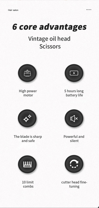 Hair Clipper Oil Head Electric Push Shear USB Charging Hair Trimmer for Men Women Household Travel Electric Barber Machine