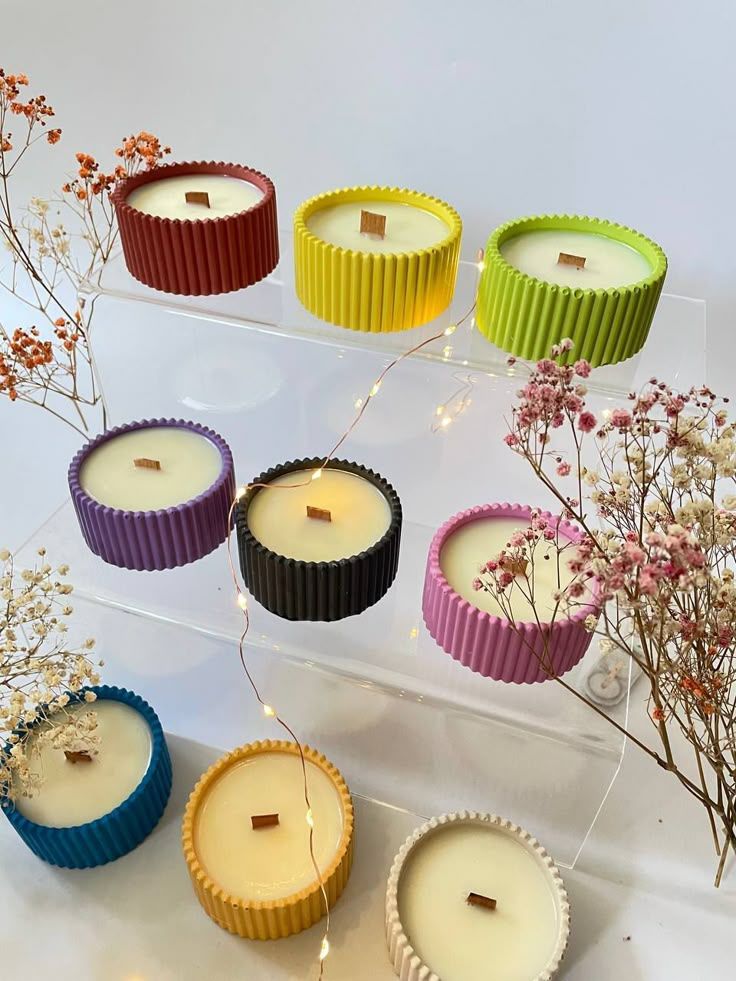 Gemskenya Aromatherapy Scented|scentless Candles + reusable FREE DISH Natural Lasting Fragrance, SmokelesS-Click to view scent- Many dish color are available for random selections after order.