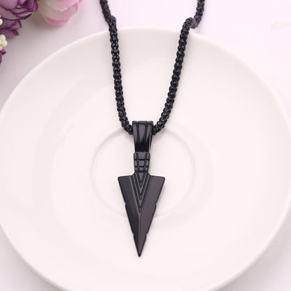 Men's Design Matte Black Long Necklace With Arrow Pendant Jewelry Chain Hip Hop Jewellery One Size Black Long Necklace Men's Fashion Brand Versatile Sweater Chain Women's Hip-hop Pendant Small crowd