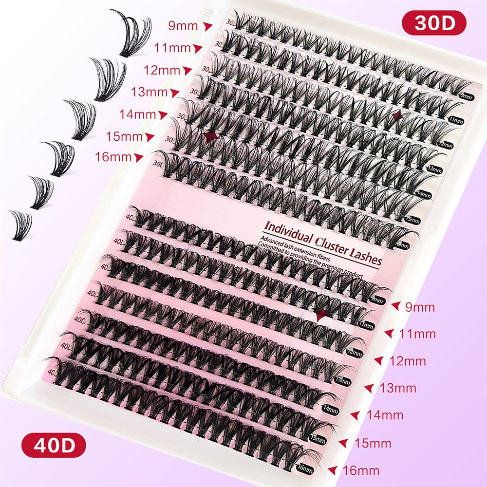 Lash Extension Kit DIY 280pcs Lash Clusters Eyelash Extension Kit, 9-16mm 30D 40D Individual Lashes Kit with Lash Bond and Seal, Lash Tweezers for Self Use (30D&40D, 0.07D, 9-16mm, Kit)