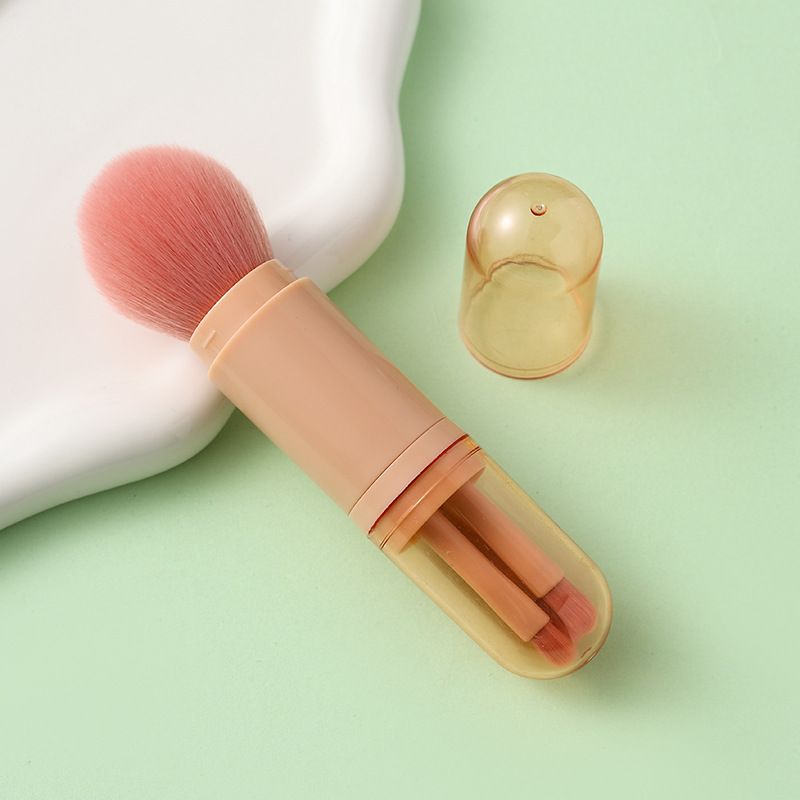 Four in one combination set Multi functional retractable powder brush, portable makeup brush, travel powder blusher brush, four in one makeup brush, beauty tool
