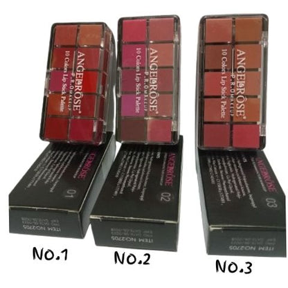 10 Color Lipstick Palette Matte Long Lasting Waterproof Nourishing Lip Stick Cream Palette - Angel Rose