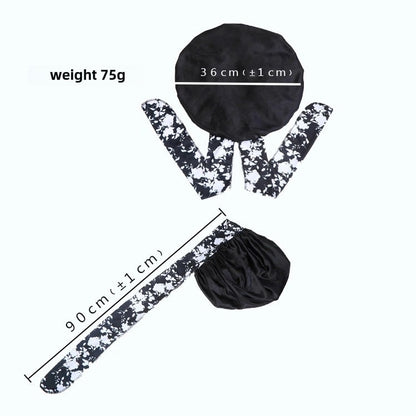 Satin Headscarf Hat Sleeping Bonnet Curly Hair Wrap Silk Cap Fashion Wide Soft Elastic Springy Band Head Scarf Headwear Pure Color Night Sleep Hat Nightcap Head Cover