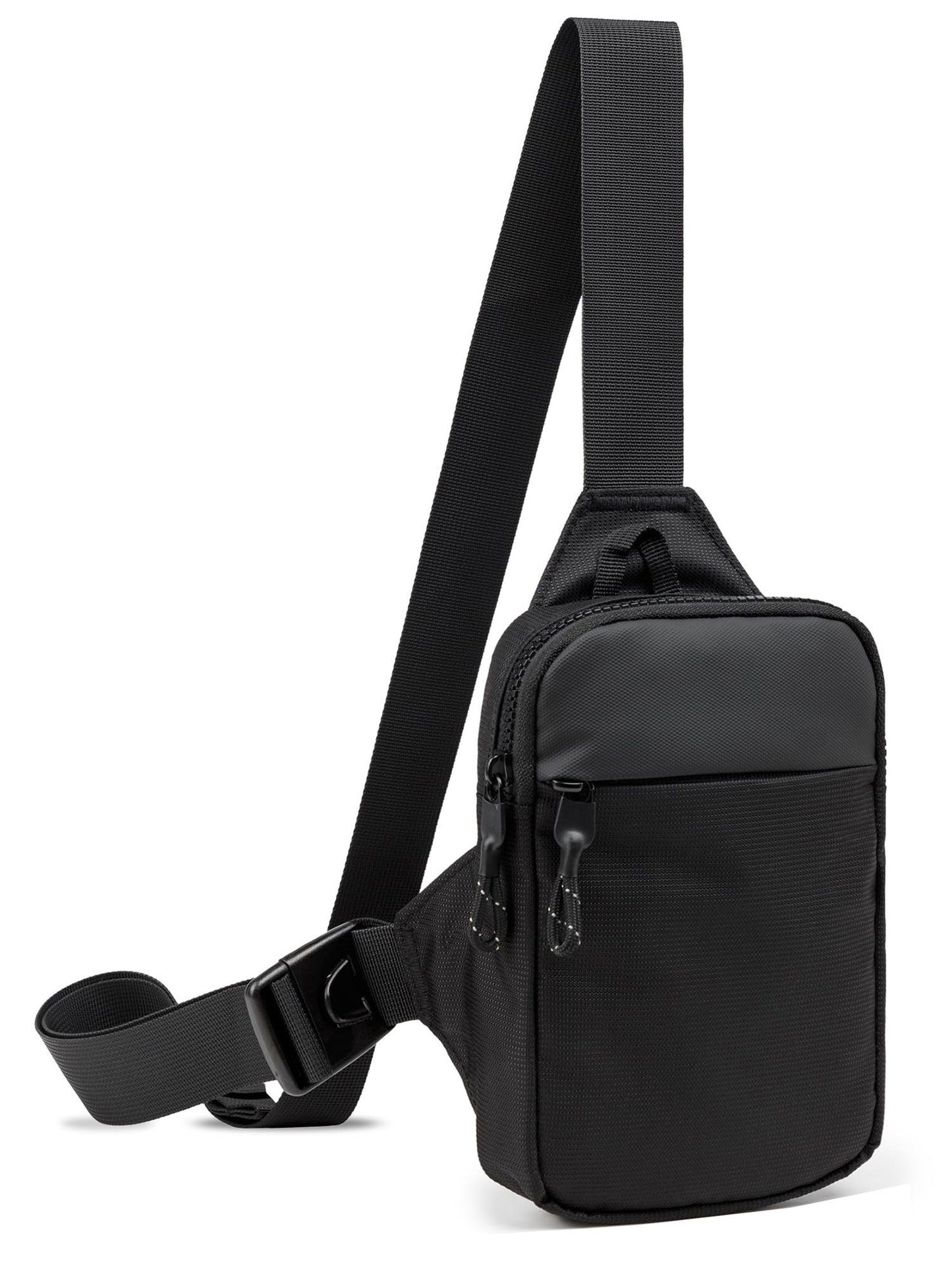 Mini Crossbody Sling Bag Chest Bag Dual Pocket Water Resistant Fanny Pack Running Phone Holder for Men Women Workout Travelling