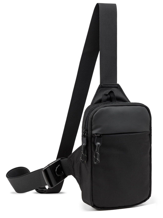 Mini Crossbody Sling Bag Chest Bag Dual Pocket Water Resistant Fanny Pack Running Phone Holder for Men Women Workout Travelling