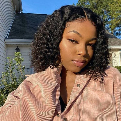 Female Black Short Curly Wigs Hair Women Wigs Small Wave Short Fluffy Synthetic Wig Cap