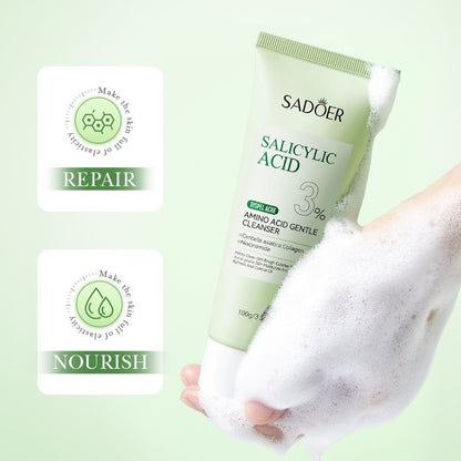 SADOER 3% Salicylic Acid Face Cleanser with Niacinamide & Centella Asiatica - Acne Control Facial Wash for Oily Skin, Reduces Breakouts, Minimizes Pores & Hydrates